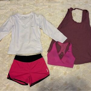 Nike and Reebok Activewear Set - White, Pink, and Maroon